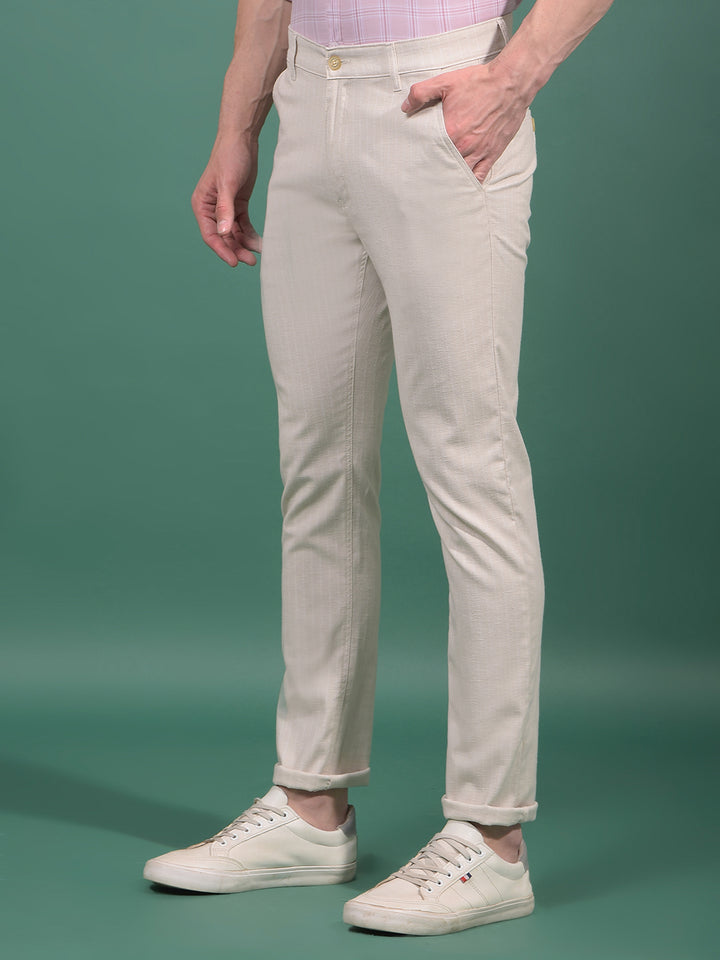Beige Vertical Stripes Trousers-Men Trousers-Crimsoune Club