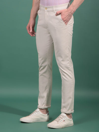Beige Vertical Stripes Trousers-Men Trousers-Crimsoune Club