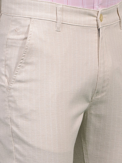Beige Vertical Stripes Trousers-Men Trousers-Crimsoune Club