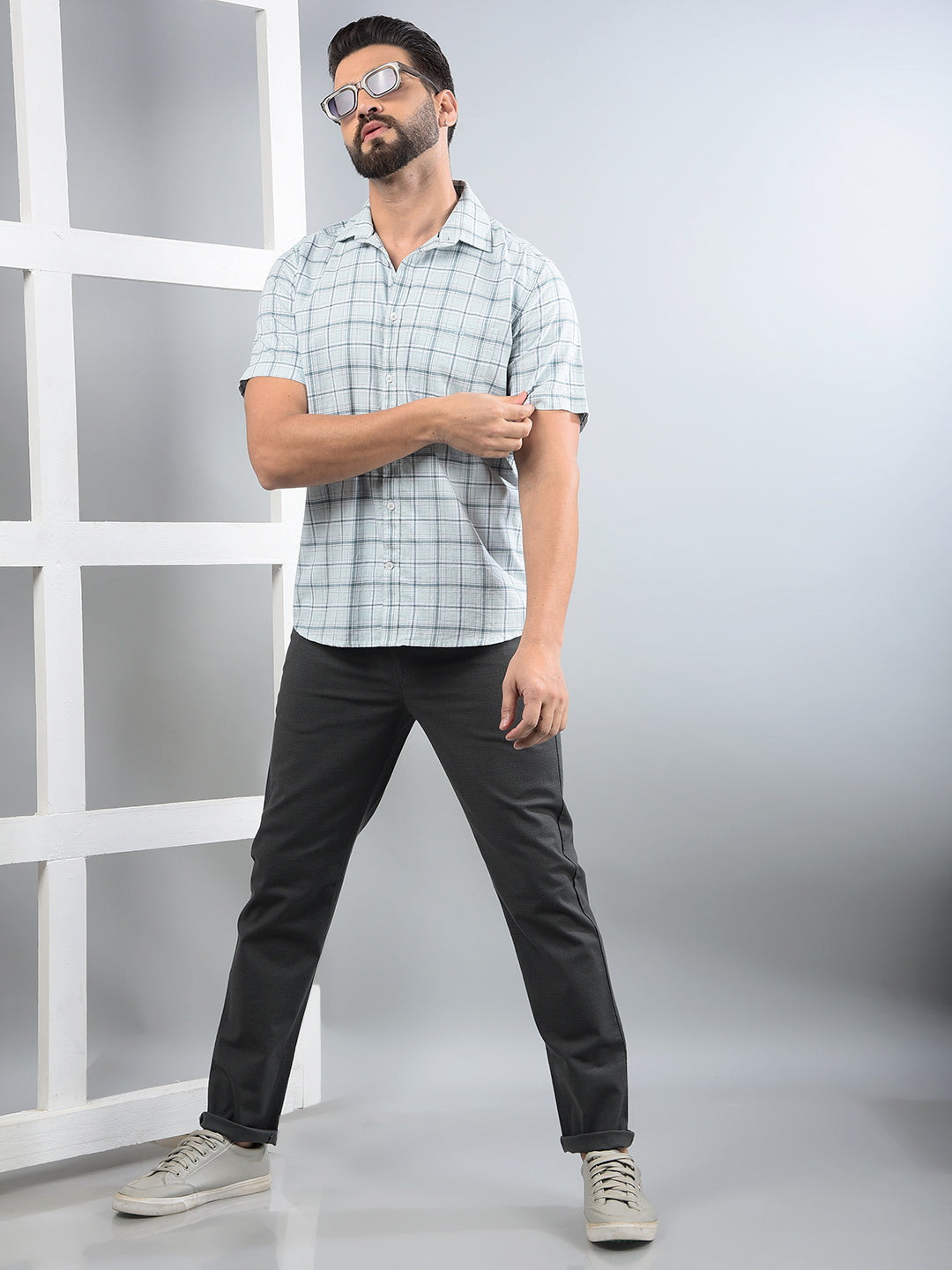 Grey Printed Trousers-Men Trousers-Crimsoune Club