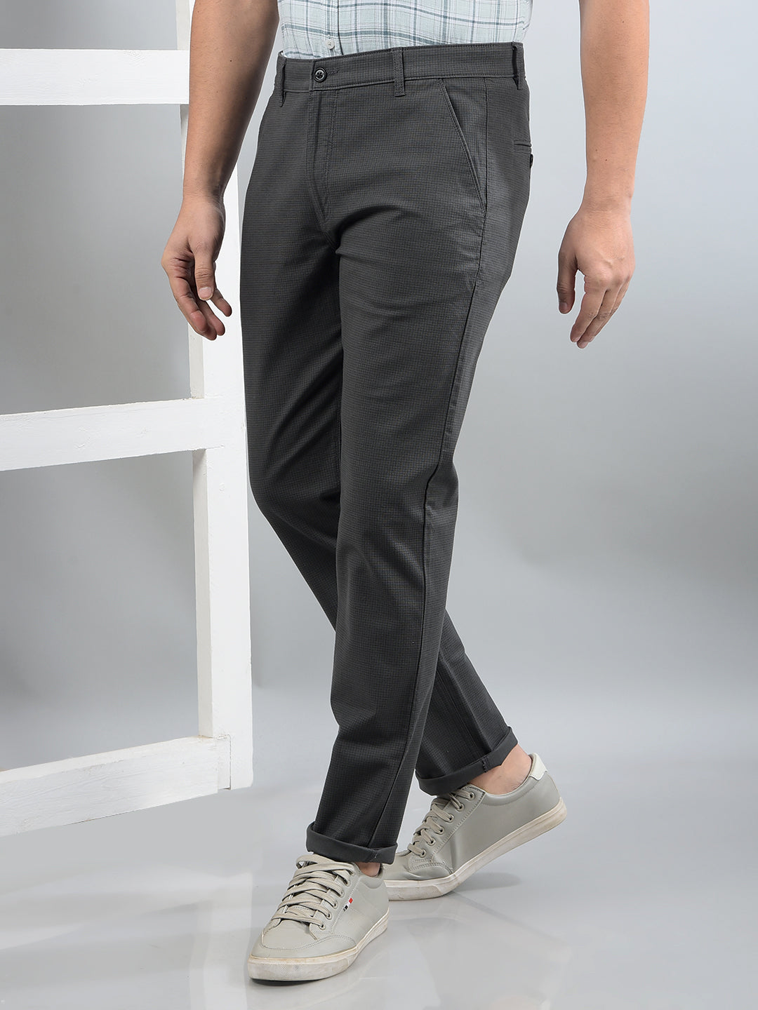 Grey Printed Trousers-Men Trousers-Crimsoune Club