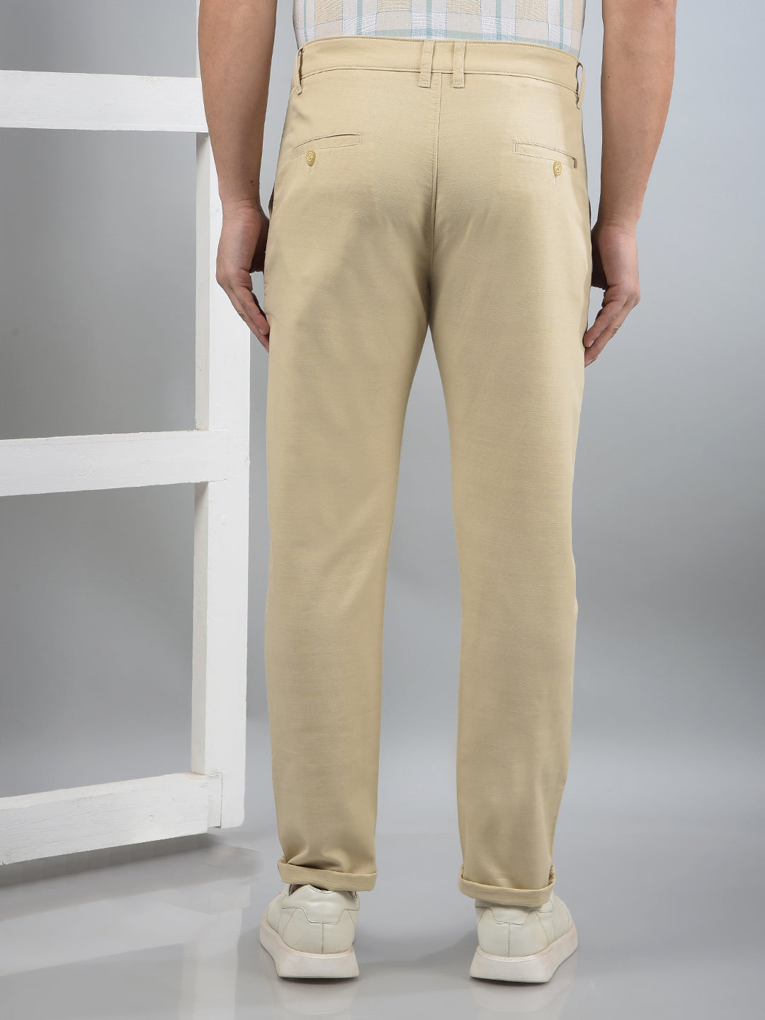 Beige Trousers-Men Trousers-Crimsoune Club