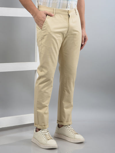 Beige Trousers-Men Trousers-Crimsoune Club