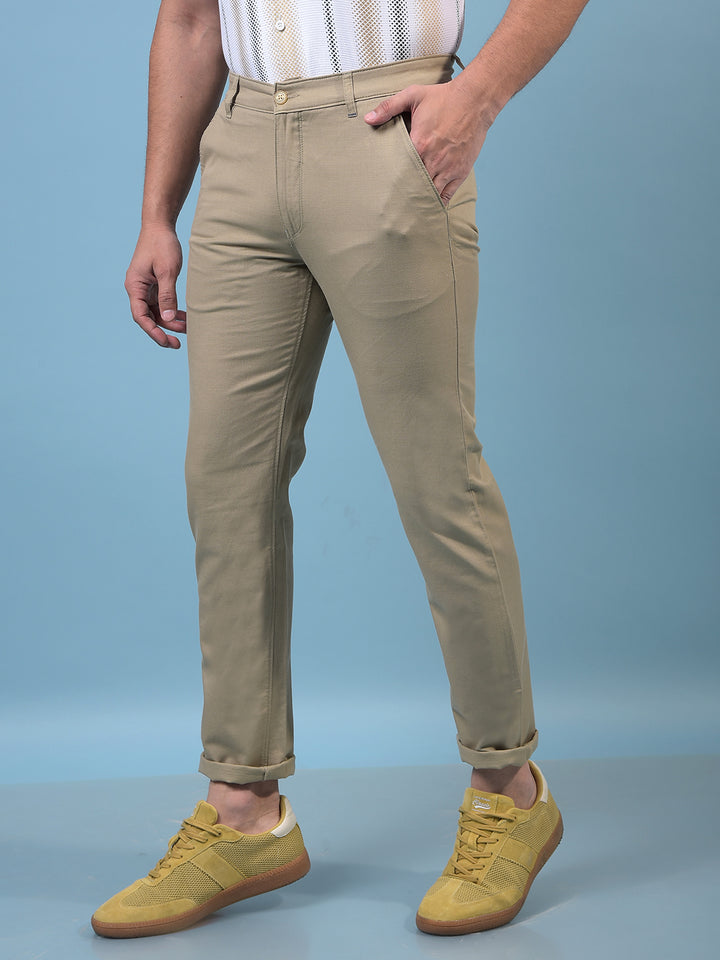 Men's Khaki Trousers-Men Trousers-Crimsoune Club