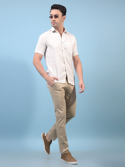 Men's Beige Printed Trousers-Men Trousers-Crimsoune Club