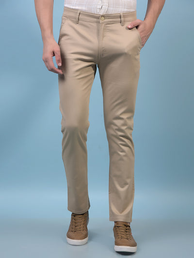 Men's Beige Printed Trousers-Men Trousers-Crimsoune Club