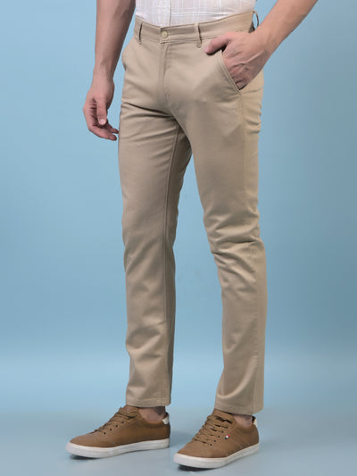 Men's Beige Printed Trousers-Men Trousers-Crimsoune Club