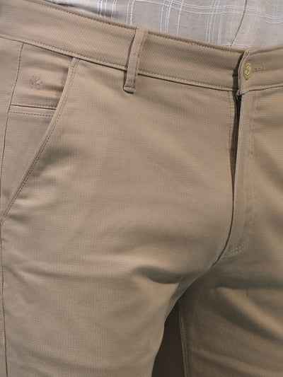 Men's Beige Printed Trousers-Men Trousers-Crimsoune Club