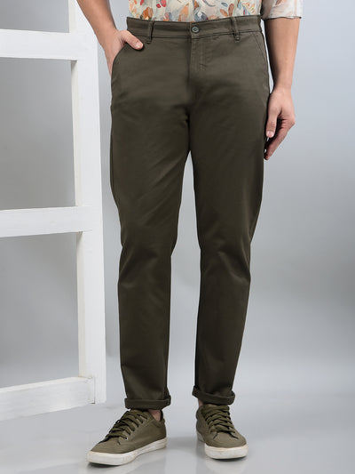 Olive Trousers-Men Trousers-Crimsoune Club