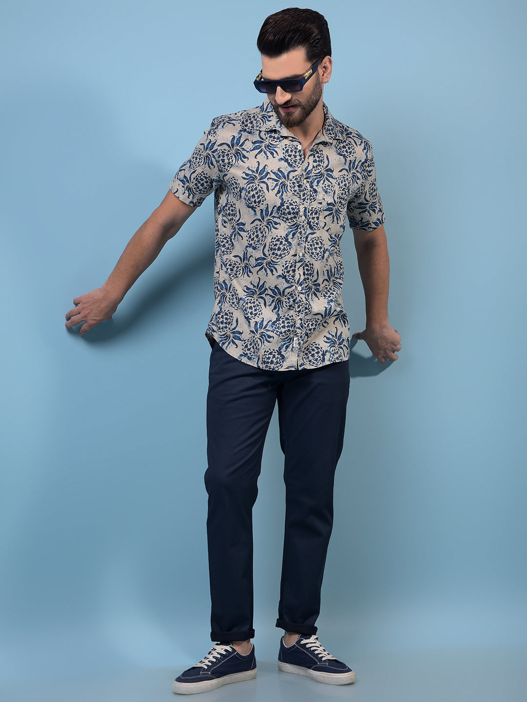 Men's Navy Blue Trousers-Men Trousers-Crimsoune Club