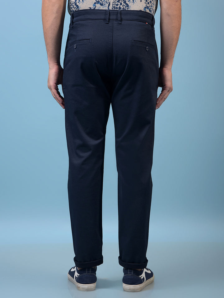 Men's Navy Blue Trousers-Men Trousers-Crimsoune Club