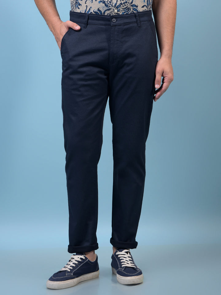 Men's Navy Blue Trousers-Men Trousers-Crimsoune Club
