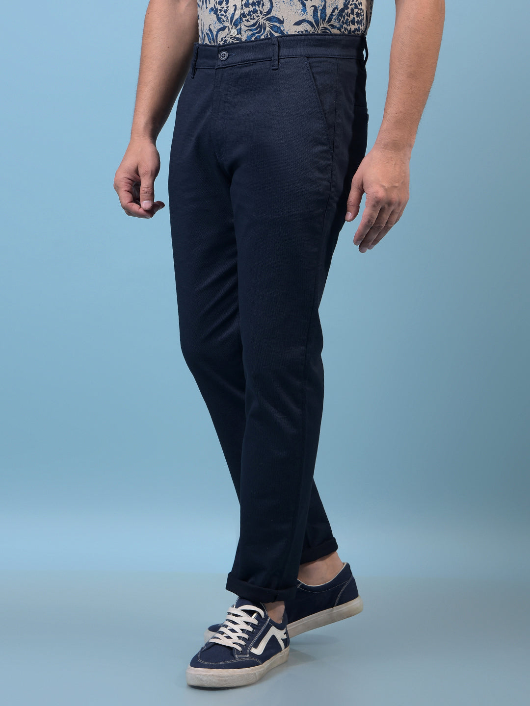 Men's Navy Blue Trousers-Men Trousers-Crimsoune Club