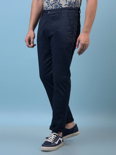 Men's Navy Blue Trousers-Men Trousers-Crimsoune Club