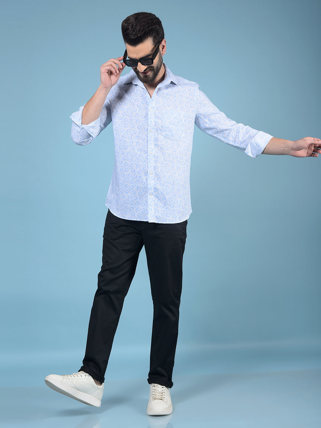 Black Printed Trousers-Men Trousers-Crimsoune Club