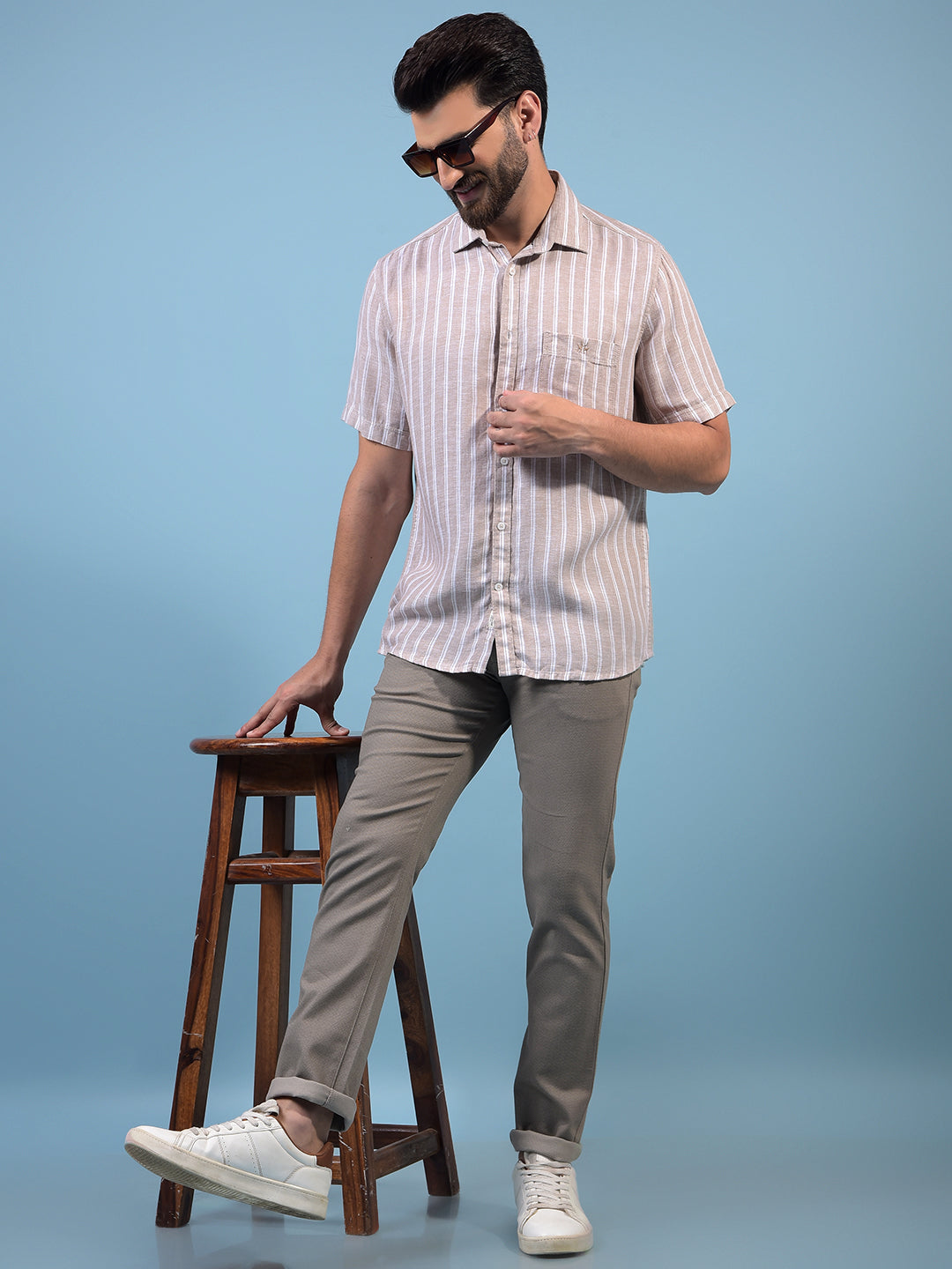 Men's Grey Printed Trousers-Men Trousers-Crimsoune Club