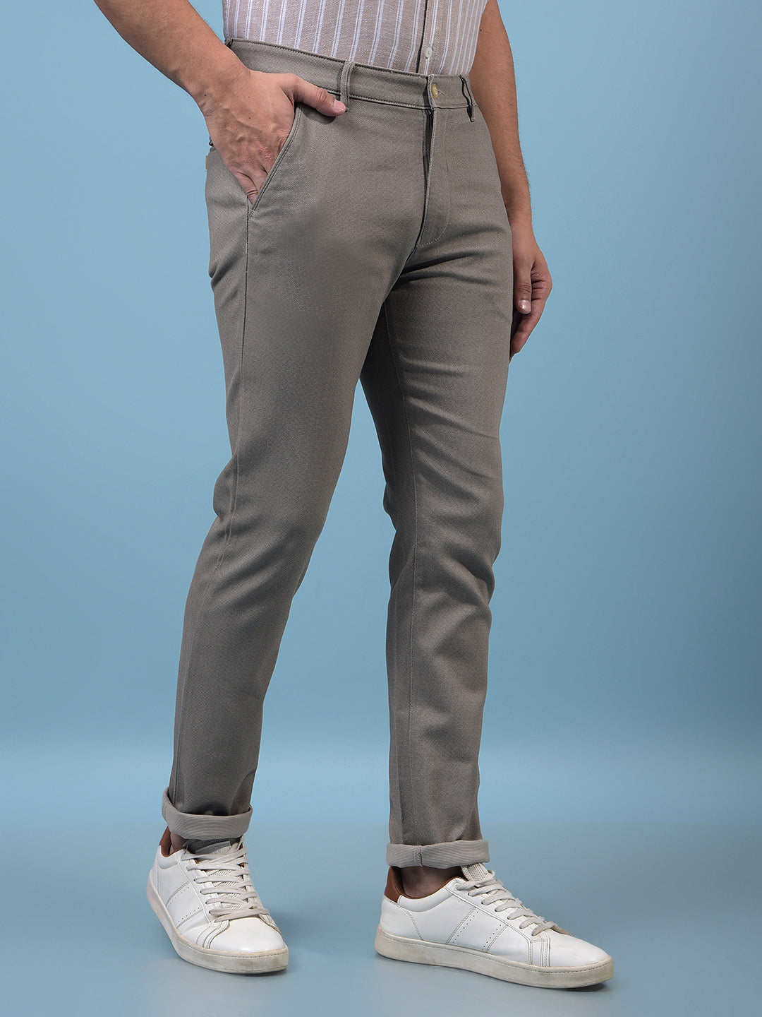 Men's Grey Printed Trousers-Men Trousers-Crimsoune Club
