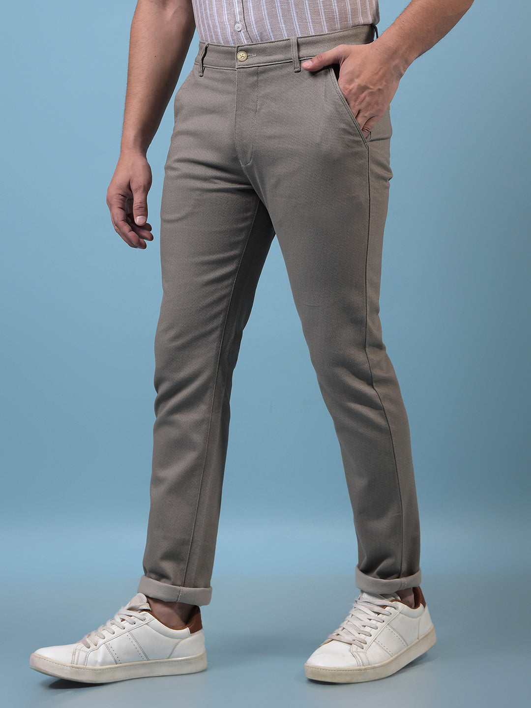 Men's Grey Printed Trousers-Men Trousers-Crimsoune Club
