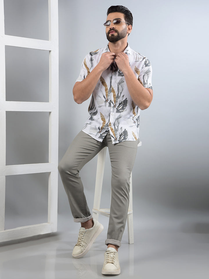Grey Printed Trousers-Men Trousers-Crimsoune Club