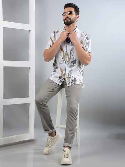 Grey Printed Trousers-Men Trousers-Crimsoune Club