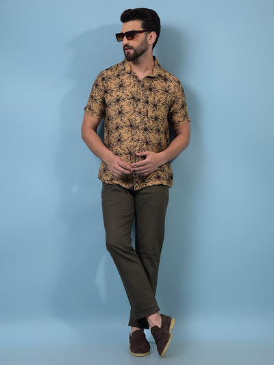 Men's Olive Printed Trousers-Men Trousers-Crimsoune Club