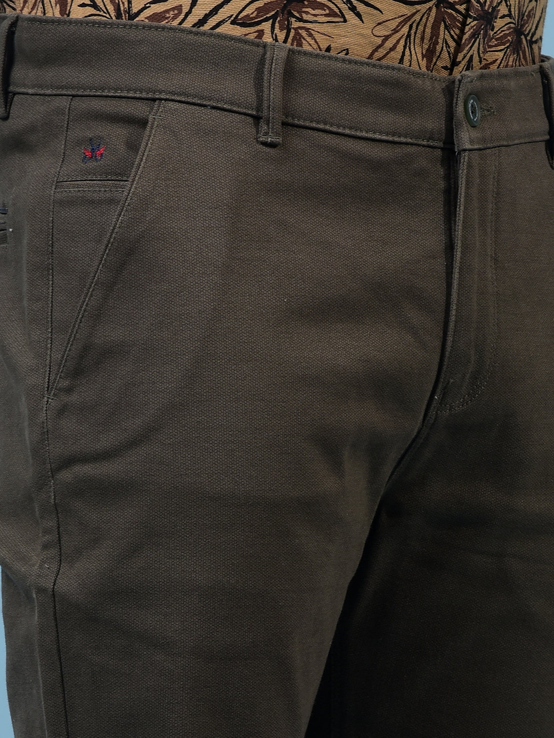 Men's Olive Printed Trousers-Men Trousers-Crimsoune Club
