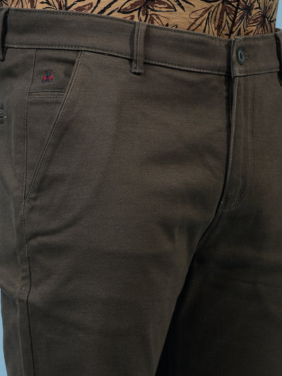 Men's Olive Printed Trousers-Men Trousers-Crimsoune Club