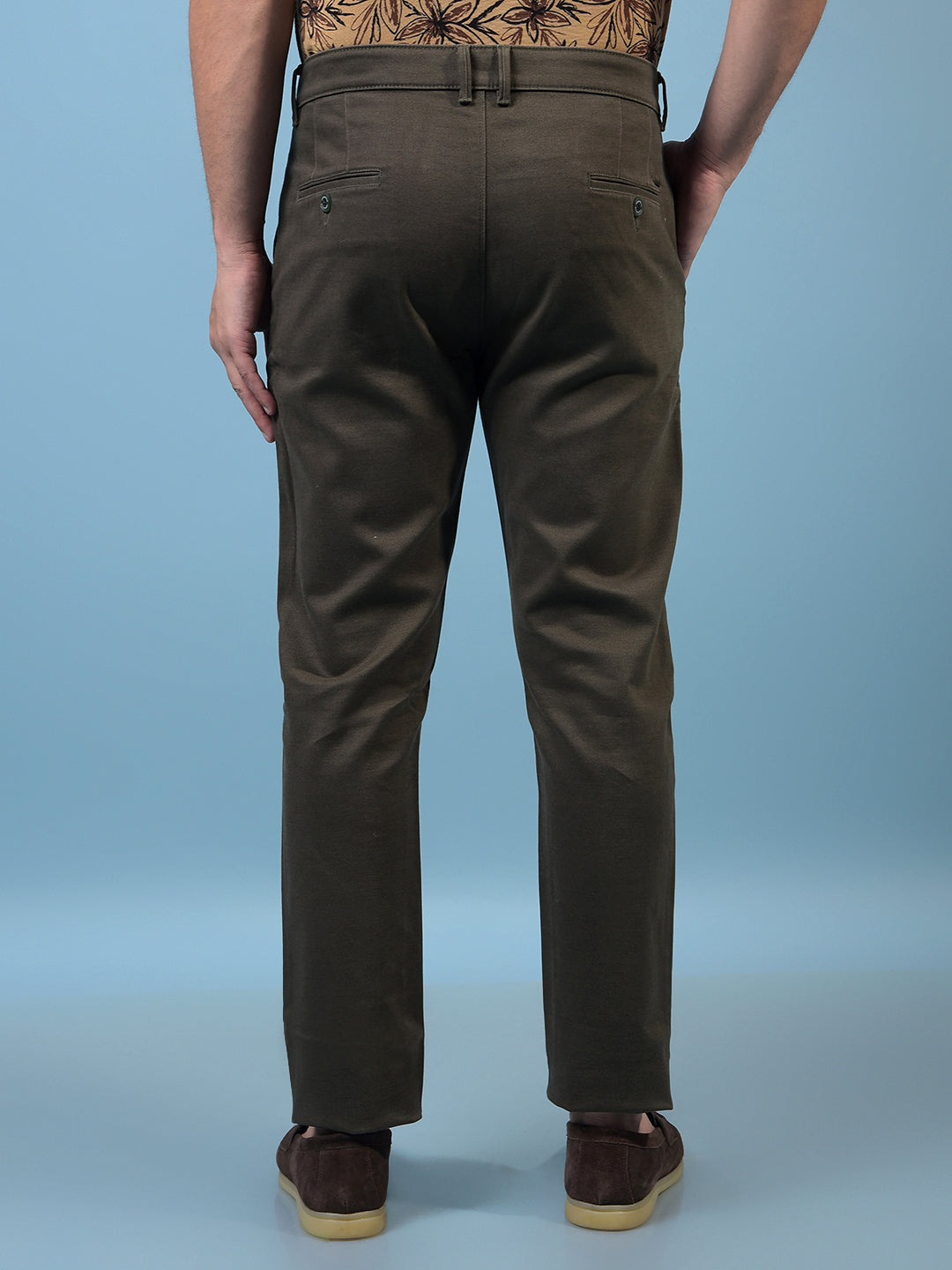 Men's Olive Printed Trousers-Men Trousers-Crimsoune Club