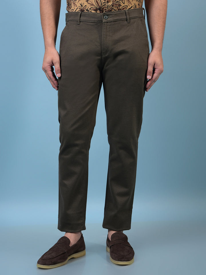 Men's Olive Printed Trousers-Men Trousers-Crimsoune Club