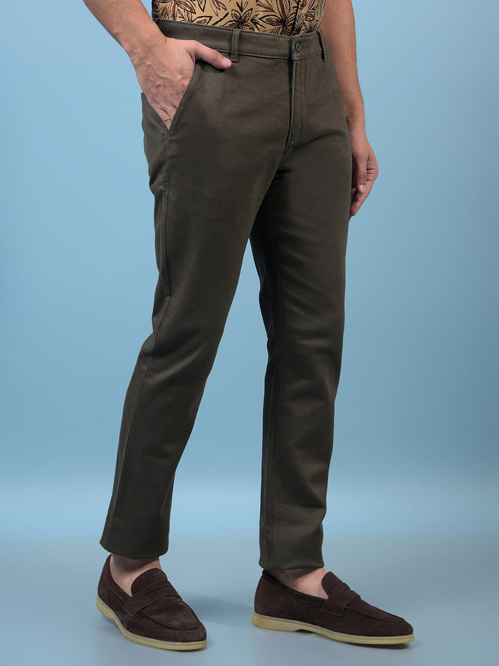 Men's Olive Printed Trousers-Men Trousers-Crimsoune Club