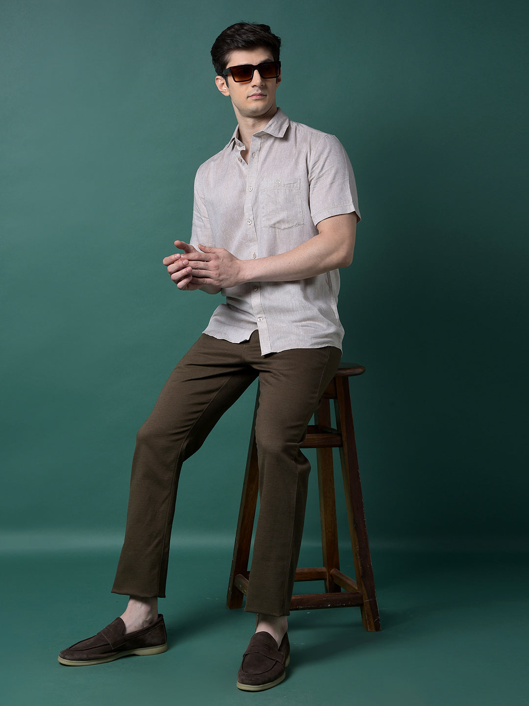 Brown Printed Trousers-Men Trousers-Crimsoune Club