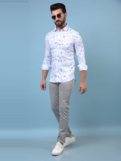Men's Grey Printed Trousers-Men Trousers-Crimsoune Club