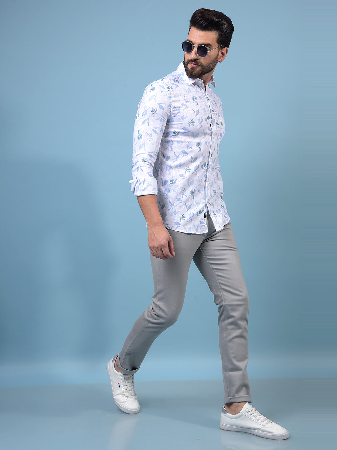 Men's Grey Printed Trousers-Men Trousers-Crimsoune Club