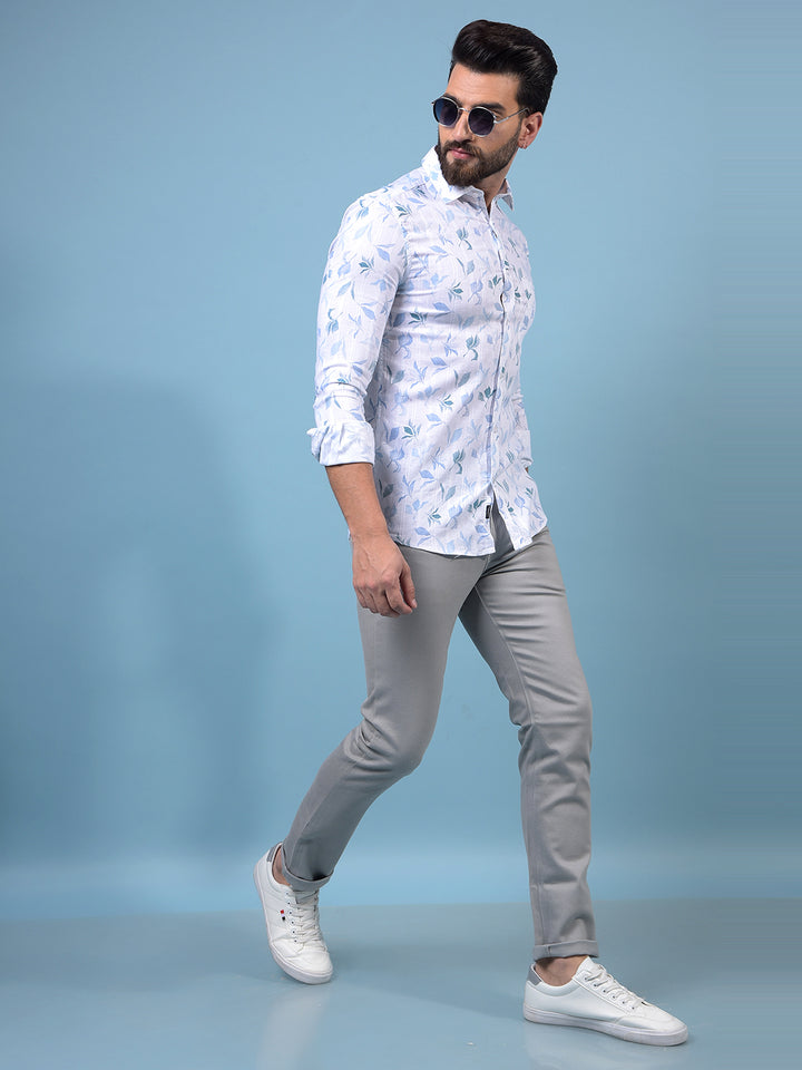 Men's Grey Printed Trousers-Men Trousers-Crimsoune Club