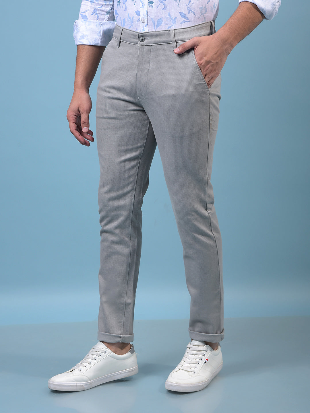 Men's Grey Printed Trousers-Men Trousers-Crimsoune Club