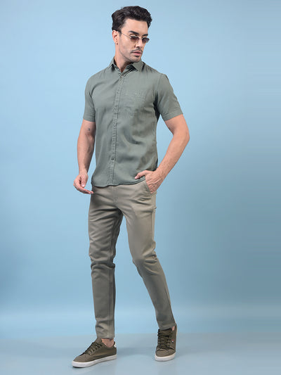 Men's Green Printed Trousers-Men Trousers-Crimsoune Club