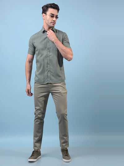 Men's Green Printed Trousers-Men Trousers-Crimsoune Club