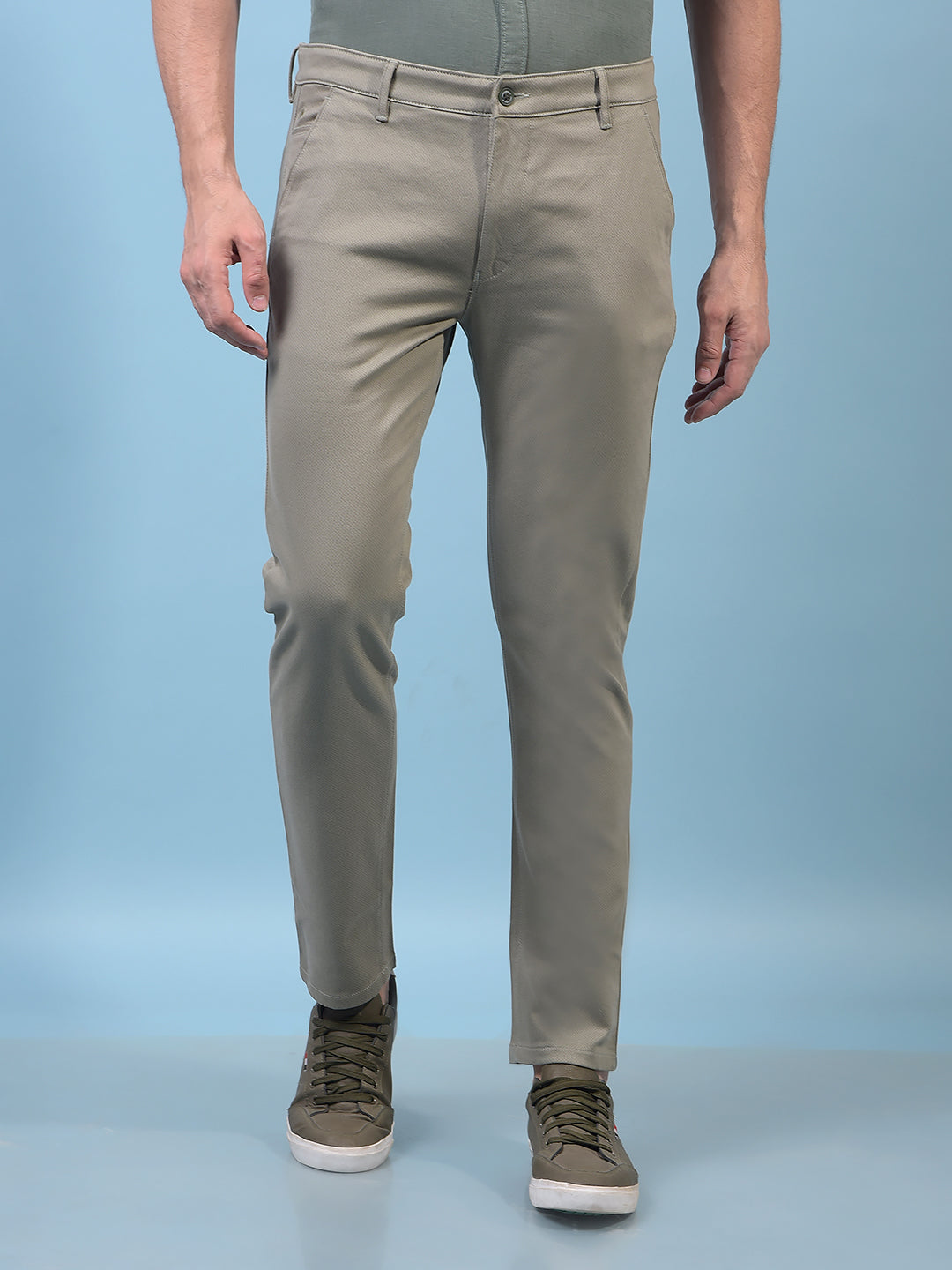 Men's Green Printed Trousers-Men Trousers-Crimsoune Club