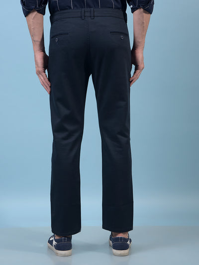 Men's Navy Blue Printed Trousers-Men Trousers-Crimsoune Club