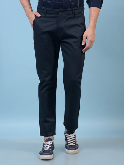 Men's Navy Blue Printed Trousers-Men Trousers-Crimsoune Club