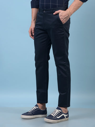 Men's Navy Blue Printed Trousers-Men Trousers-Crimsoune Club