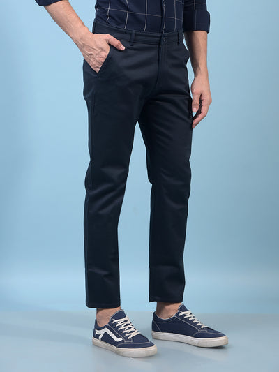 Men's Navy Blue Printed Trousers-Men Trousers-Crimsoune Club