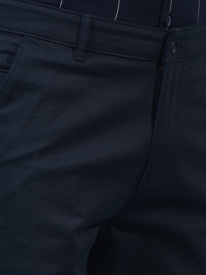 Men's Navy Blue Printed Trousers-Men Trousers-Crimsoune Club