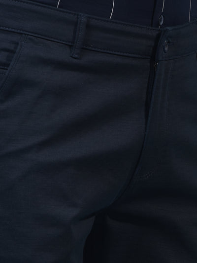 Men's Navy Blue Printed Trousers-Men Trousers-Crimsoune Club