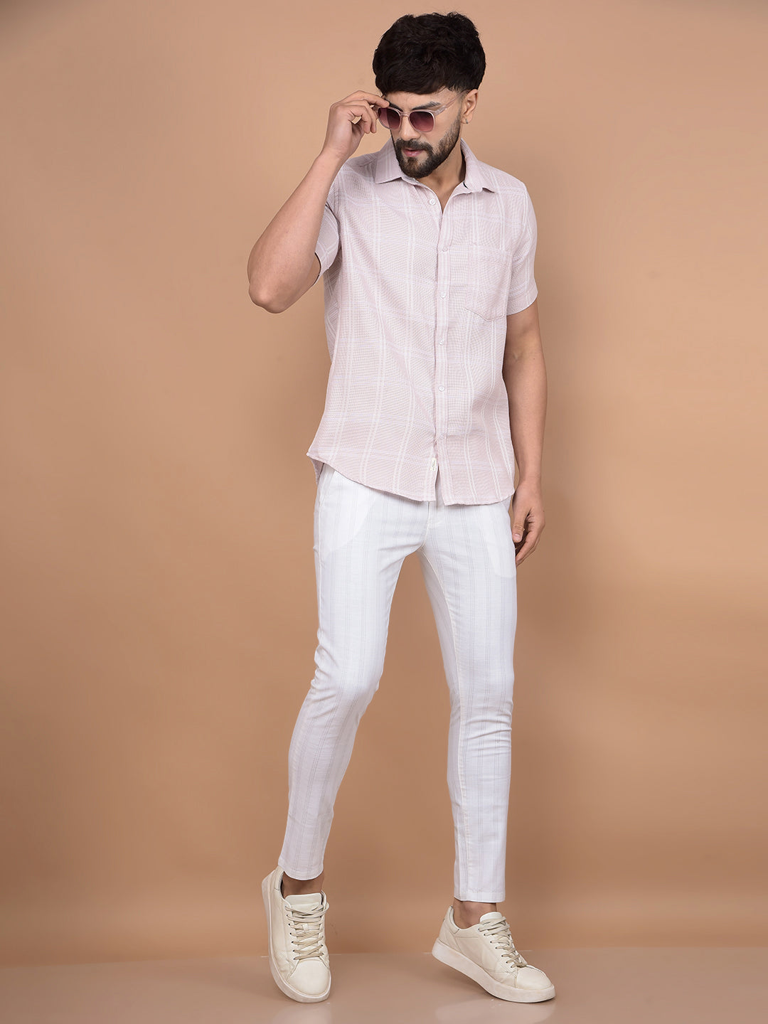 White Vertical Stripes Trousers-Men Trousers-Crimsoune Club