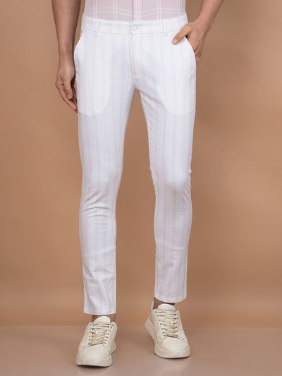 White Vertical Stripes Trousers-Men Trousers-Crimsoune Club