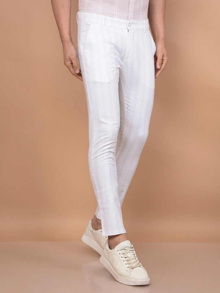 White Vertical Stripes Trousers-Men Trousers-Crimsoune Club