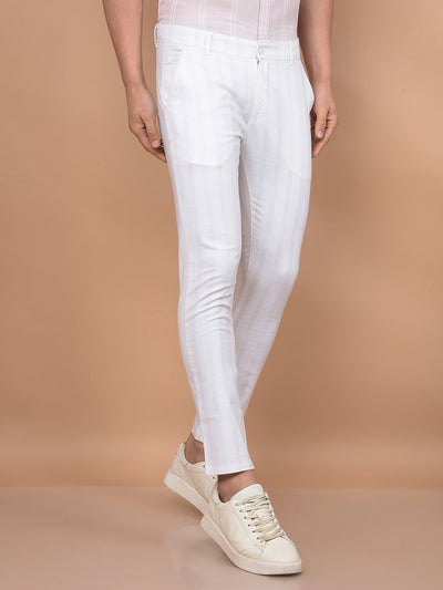 White Vertical Stripes Trousers-Men Trousers-Crimsoune Club
