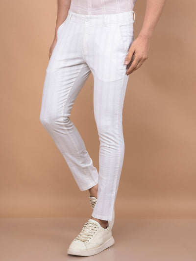 White Vertical Stripes Trousers-Men Trousers-Crimsoune Club