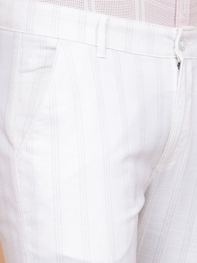 White Vertical Stripes Trousers-Men Trousers-Crimsoune Club